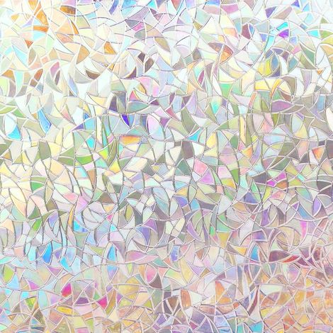 Film pour vitres à effet arc-en-ciel, protection solaire et film d'intimité 80x200 cm, film décoratif électrostatique, film opaque 3D, décoration de fenêtre pour chambre et cuisine. (1/5)
