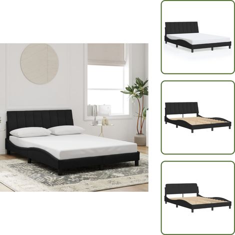 Cuscino testiera - vidaXL Giroletto senza Materasso Hanko Nero 120x200 cm Velluto - Velluto