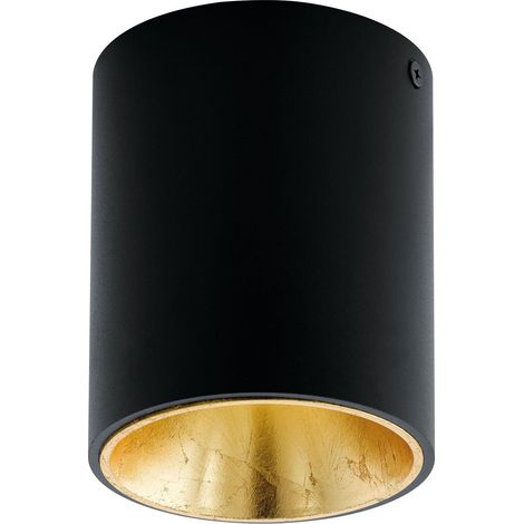 Eglo LED Plafonnier Polasso, lampe de plafond en métal noir et or, lampe de (1/5)