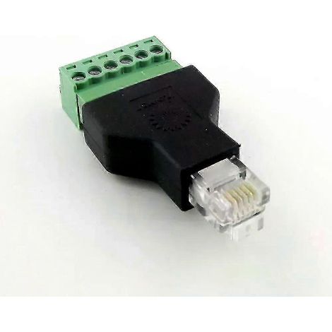 1 connecteur Ethernet RJ12 mâle 6P6C avec bornier à vis modulaire à 6 broches, adaptateur pour ligne téléphonique et vidéosurveillance - JXLGV (1/5)