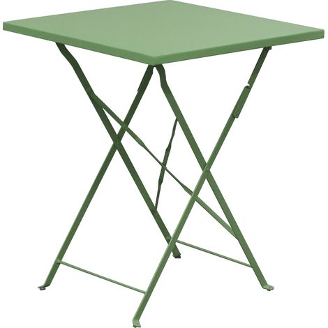 Table de jardin carrée pliable en métal vert - BACA