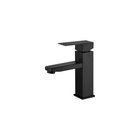 Mitigeur lavabo inox noir, eau chaude et froide, levier unique, flexible pour salle de bain (1/5)