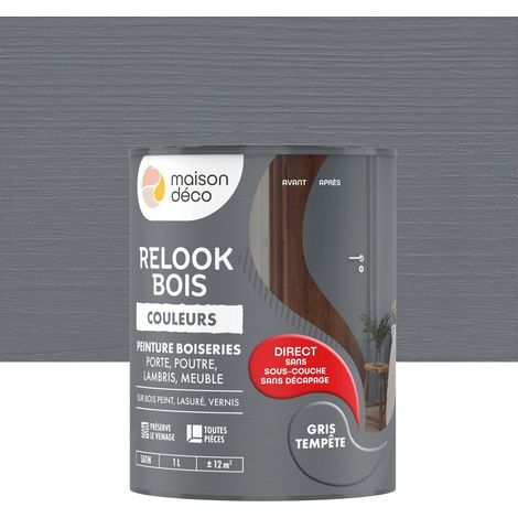 Relook vernice per legno MAISON DECO, grigio tempesta satinato, 1 l MAISON DECO
