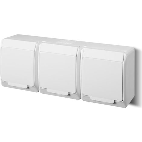 Hermes Dreifachsteckdose mit/ohne 2P+Z Schuko IP44 weiß 0326-02