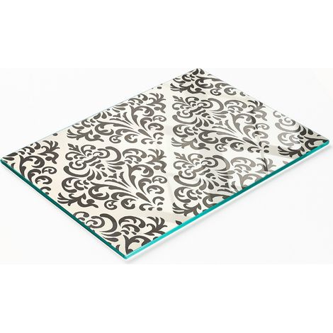 Tabla de servir de cocina de vidrio templado con decoración gráfica 80x52 cm (1/5)
