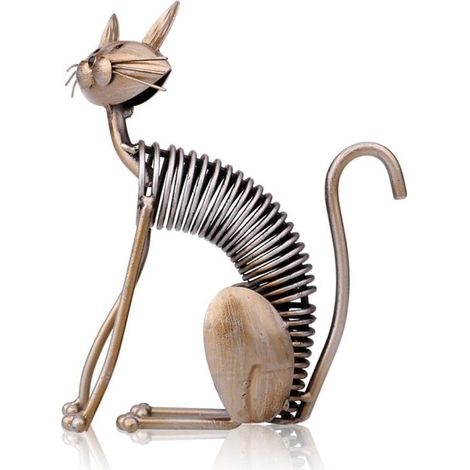 Katzenskulptur aus Metall, Eisen, Haushaltskunst, Handwerk, Dekoration, Heimtextilien