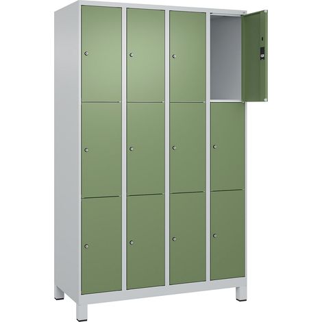 C+P, Vestiaire à 3 casiers Classic PLUS, 4 compartiments, gris (1/4)