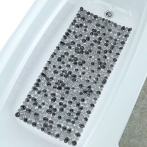 Motif Galets de rivière,Tapis de Bain Gris foncé Extra Long Effet Galets, idéal pour Les Pieds fatigués, Aide à prévenir Les glissades