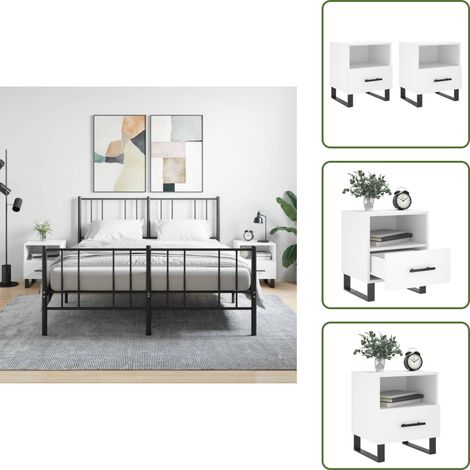 Nachttische 2 Stk. Weiß 40x35x47,5 cm Holzwerkstoff - Nachtschränke - Holznachtschränkchen - Wohnzimmerdeko - Möbel Online Kaufen - Weiße Nachttische (1/5)