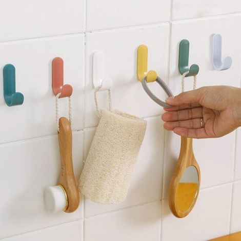 18 pièces de crochet porte-serviettes, crochet de salle de bain porte-serviettes de salle de bain cuisine bureau porte-manteau enfants-6 couleurs (1/4)