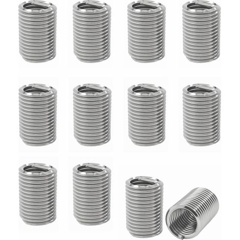 Lot de 12 Inserts Filetés M10 en Acier Inoxydable, Filetage Adaptateurs Manchon Réducteur Écrou, Insert Fileté M10, Adaptateur Fileté, Douille Filetée, Kit de Réduction de Filetage (1/5)