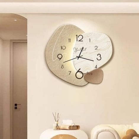Orologio da parete silenzioso, 38 cm, in legno massello – Stile nordico creativo – Decorazione per ufficio, aula, soggiorno (1/4)