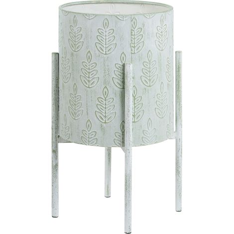 Plant Stand Mint Green Iron 35 x 35 x 58 cm Indoor Metal Flower Standing Planter Rustic Distressed Look SANDWORT (1/5)