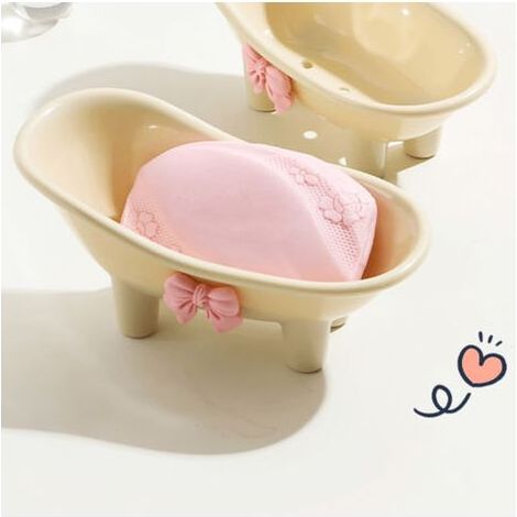 Porte-savon miniature classique pour baignoire, porte-savon décoratif en plastique avec nœud papillon pour salle de bain et toilettes, design mignon (1/5)