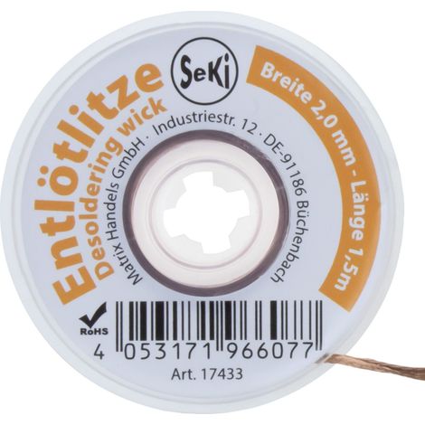 SeKi Tringle a dessouder 2,0 mm - Pour enlever l'etain de soudure de 1,5 m de long - Grande puissance d'aspiration - Tringle a dessouder - Paillettes d'aspiration (1/5)