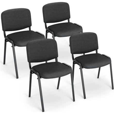 Stapelstühle 4er-Set mit Metallgestell und gepolsterter Rückenlehne (1/5)