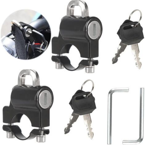 QORVA-Clavier 2 jeux de Antivol Casque Moto, Alliage D'aluminium Verrouillage de Casque Universel Cadenas de Sécurité, Avec 4 Clés, 2 Rondelles