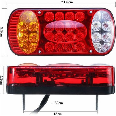 Feu Stop Arrière - 12 V - 32 LED - Pour Camion Remorque Caravane - 2 Pièces (1/4)