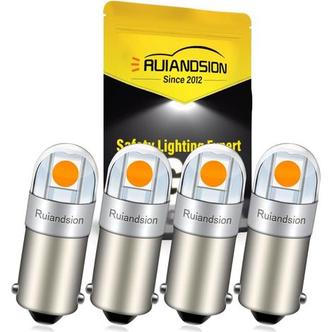 4 x BA9S 6V Yellow LED Turn Signal Indicator Light Bulb  BA9S 6V LED Bulb, Pack of 4, Bright 3030 SMD Chip, Ideal for Turn Signal and Warning Lights (1/5)
