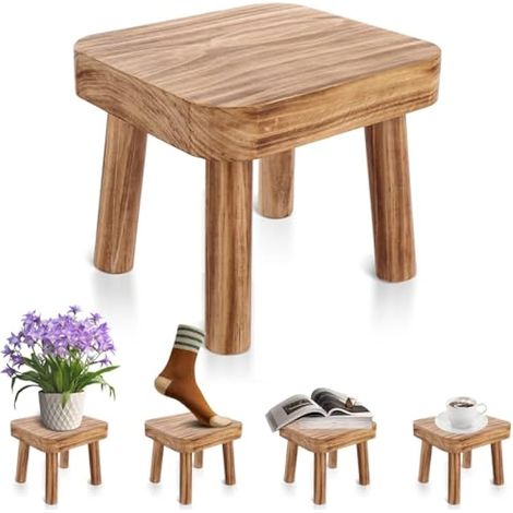 Petit tabouret en bois pour plantes, marchepied en bois, petit tabouret de table d'appoint pour plantes d'intérieur, pots de fleurs, chambre à coucher, chevet, salle de bain (1/5)