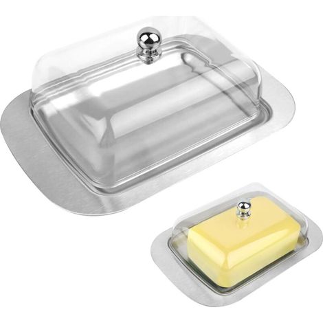 [JAMAIS UTILISÉ]Boîte à Beurre,Beurrier en acier inoxydable,Beurrier avec Couvercle et Poignée,Pour 250 g de beurre,Adaptée à la Conservation des Fromages, Gâteaux, Desserts (1/4)