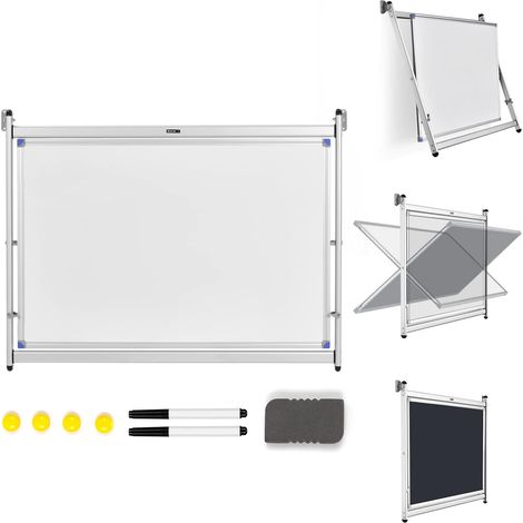COSTWAY 2 in 1 Magnetisches Whiteboard & Schwarztafel, Tafel mit Aluminiumrahmen & abnehmbarem Tablett, Weisstafel 360°drehbar, Magnettafel doppelseitig, Weissboad für Büro Klassenzimmer (1/5)