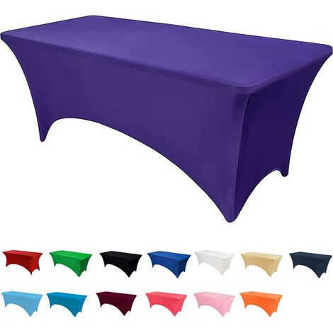 Nappe extensible rectangulaire en spandex de 1,80 m, lavable, idéale pour banquets, mariages et fêtes. (1/5)