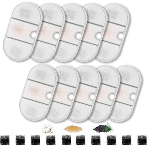 20 Pièces Filtre à charbon,éponge en mousse,tissu non tissé,résine,pour fontaine à eau chat 2.1L (1/5)
