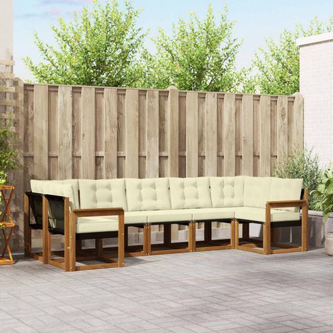 vidaXL Outdoor-Sofagarnitur mit Kissen 7 pcs Natur und Creme (1/5)