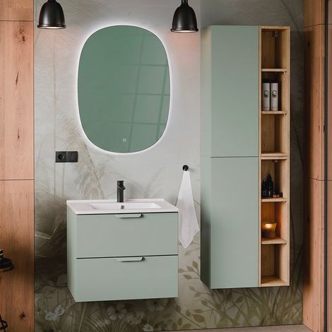 Set di mobili da bagno con lavabo Oria verde 60cm (1/5)