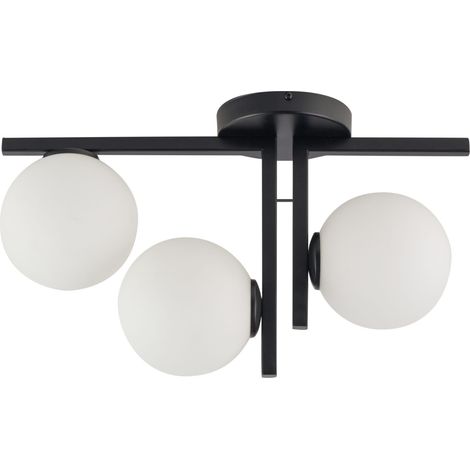 Plafoniera nera Andy 3 sfere vetro bianco G9 Sigma (1/2)
