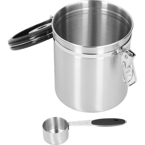 Boîte de Rangement Hermétique 1,5L pour Café et Thé en Acier Inoxydable 304 avec Cuillère (1/5)