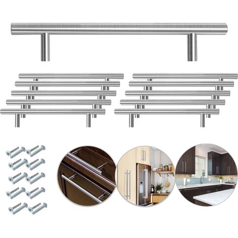 Wolketon 10x Stangengriff Bad Küchengriff Möbelgriff Echt Edelstahl Schrank Relinggriff Griff 156x96x12MM