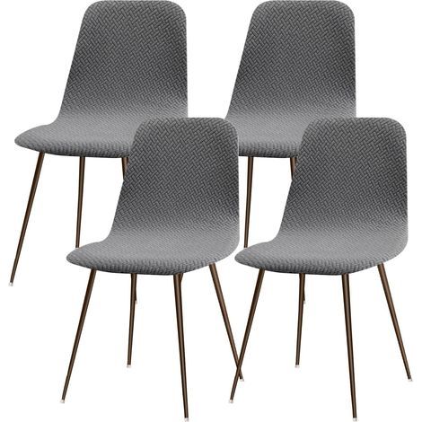 Housse de Chaise Scandinave Extensible Lot de 4 Moderne Housse de Salle à Manger Lavable Universel Couverture de Cuisine Décor de Cuisine Maison, Diagonale Gris (1/5)