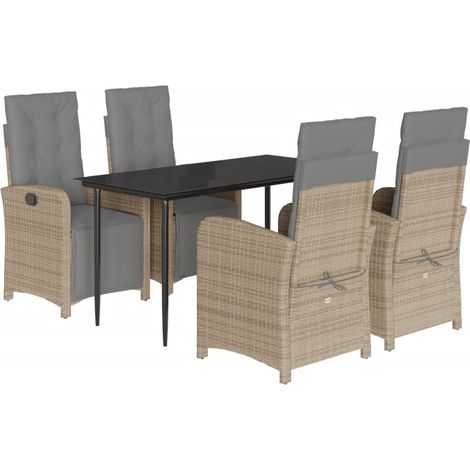 Maison Exclusive - 5-tlg. Garten-Essgruppe mit Kissen Beige Poly