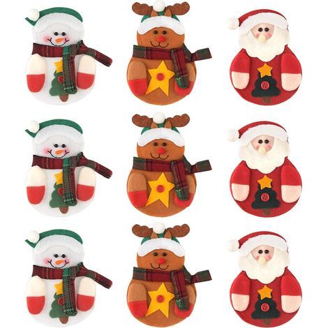 Set di posate natalizie da 9 pezzi: coltello e forchetta da cucina, graziose decorazioni per feste e cene di Natale, 3 stili. (1/5)
