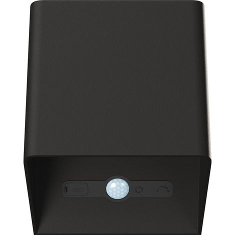 Applique LED sans fil Beneito Faure Lek Sensor 6W, détecteur mouvement, USB-C, IP54, plafonnier mural noir