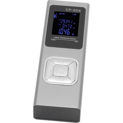 Télémètre laser 50m ultra-fin, haute précision, rechargeable, portable en aluminium, règle électronique de mesure intérieure CP-50X argenté (avec batterie intégrée) (1/5)