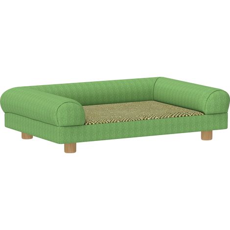 Lit surélevé pour chien et chat, coussin rafraîchissant en velours doux, accoudoirs intégrés, 63 x 41 x 17 cm, vert (1/5)