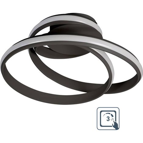 LED Deckenleuchte dimmbar Modern Wohnzimmerleuchte Decke Ringe Deckenlampe schwarz, 3 Stufendimmer über Wandschalter, 32W 2100lm 3000K, DxH 40x25 cm Wofi (1/4)