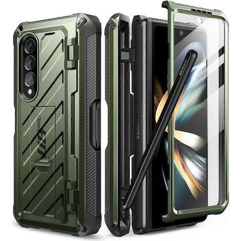 Coque Beetle Pro pour Samsung Galaxy Z Fold 4 5G (2022), coque robuste double couche intégrale avec protection d'écran intégrée, béquille et emplacement pour S Pen (Gulda)