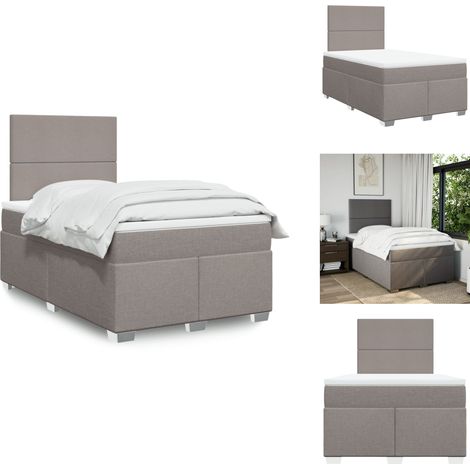 Sommier à lattes de lit avec matelas taupe 120x190 cm tissu - Sommier À Lattes De Lit - Sommiers À Lattes De Lit - Lit - Meuble De Chambre À Coucher (1/5)