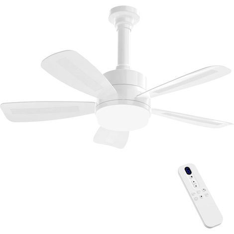 Deckenventilator mit Licht und Fernbedienung, 6 Geschwindigkeitsstufen, Timer, E27-Fassung, dimmbare LED-Beleuchtung (2000 lm), 3 Farbtemperaturen, für Schlafzimmer, Badezimmer, Flur