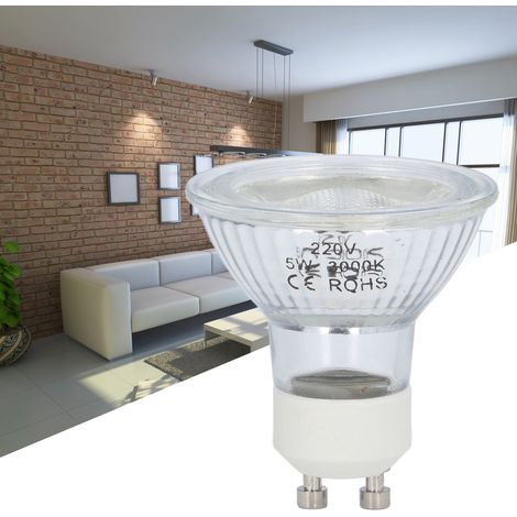 Ampoule LED GU10, spot COB 5W, ampoule spot à intensité variable, décoration intérieure, chambre, salle à manger, salon, centre commercial, vitrine, hall d'exposition, éclairage d'ambiance, lumière bl (1/5)