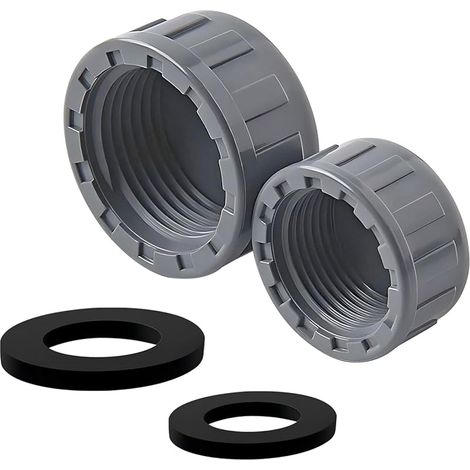2 Pièces PVC Capuchon de Fermeture, 63mm Tuyau Capuchon, Bouchon Fileté, Bouchon en PVC pour Tuyau D'eau, avec Rondelle (1/5)