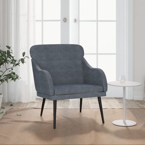 Fauteuil,Fauteuil Salon,Chaise Loisir et Repos,Siège Gris foncé 63x76x80 cm Velours FNNF563625 MaisonChic (1/5)