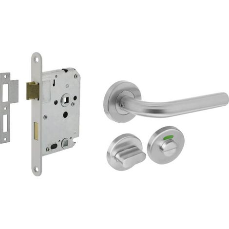 Jeu complet de poignées de porte Recht WC en acier inoxydable et blanc - 0035.210001