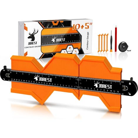 Jauge de Contour 25+12cm, Copieur Profil, Gabarit Forme, Outils Traçage, Decoupe Carrelage, Contour Gauge, Outil Pose Parquet, Bricolage Outillage (1/5)