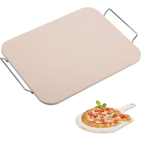 Piastra in Ceramiuca Pietra Cuocipizza con supporto in Metallo 38 x 30 cm (1/5)