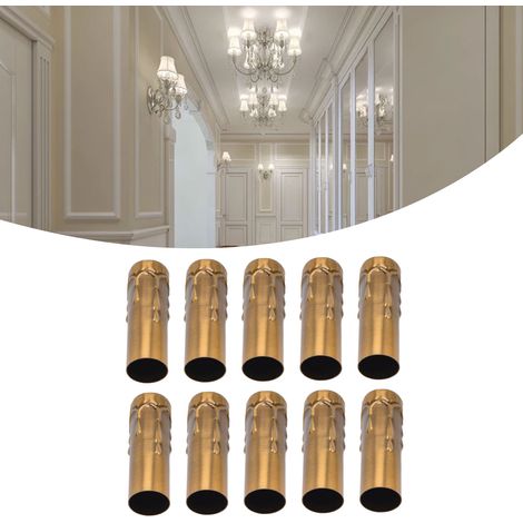 Douille E14, tube de lustre en cristal, douille de tuyau d'eau à motif de larme de bougie, tube droit de lustre, luminaires et accessoires, bronze antique. (1/5)